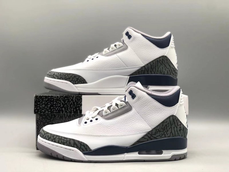 Air Jordan 3 White Midnight Navy Cement Grey Black